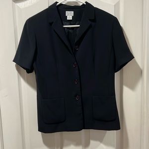 Ann Taylor LOFT Womens Shortsleeved Blazer Suit Jacket Black With Buttons